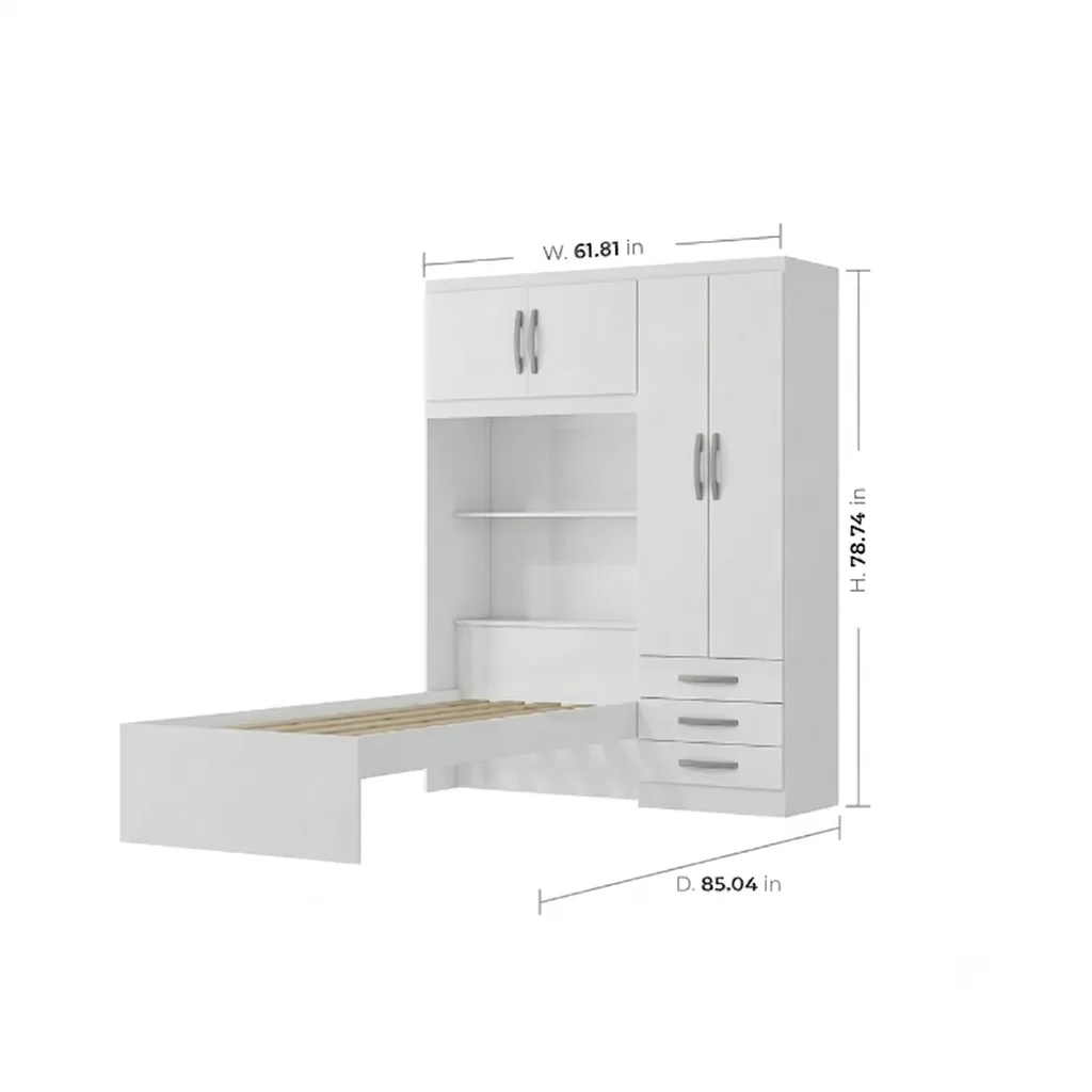 Measurements for Lisboa 4-Door Wardrobe with Single Bed