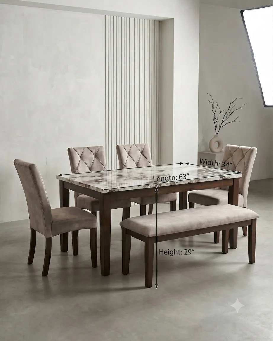 Measurements for Fablo Dining Set with Bench
