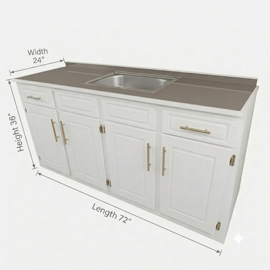 Measurements for 6 ft Kitchen Sink Cabinet