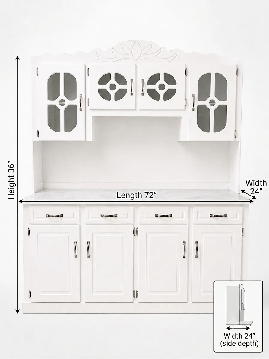 Measurements for 6 ft Top & Bottom Kitchen Cupboard
