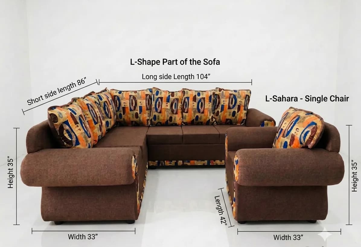 Measurements for Sahara L-Shape Sofa