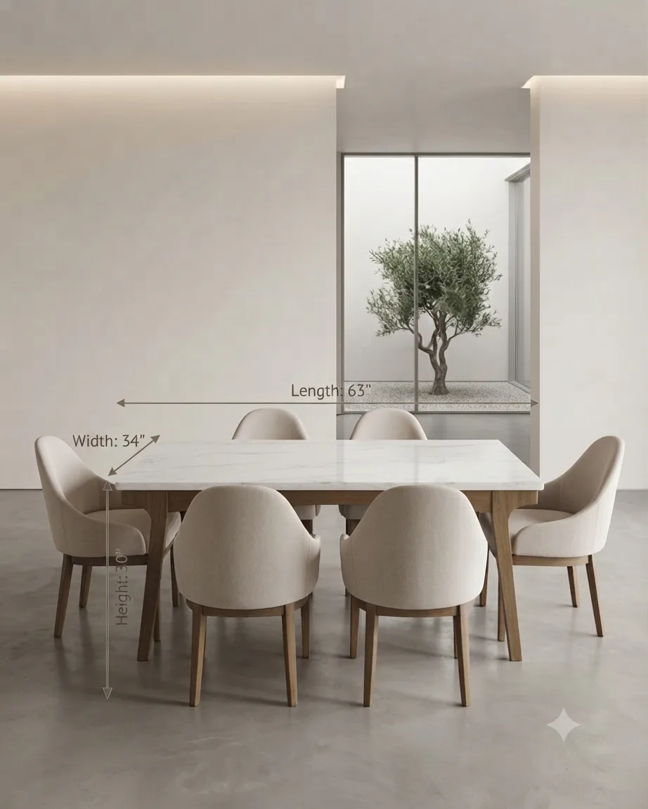 Measurements for Ella Dining Set